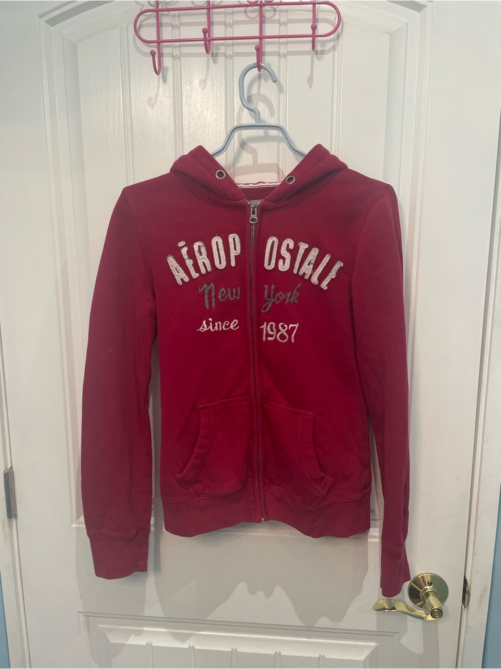Vintage Aeropostale Red Full-Zip Hoodie